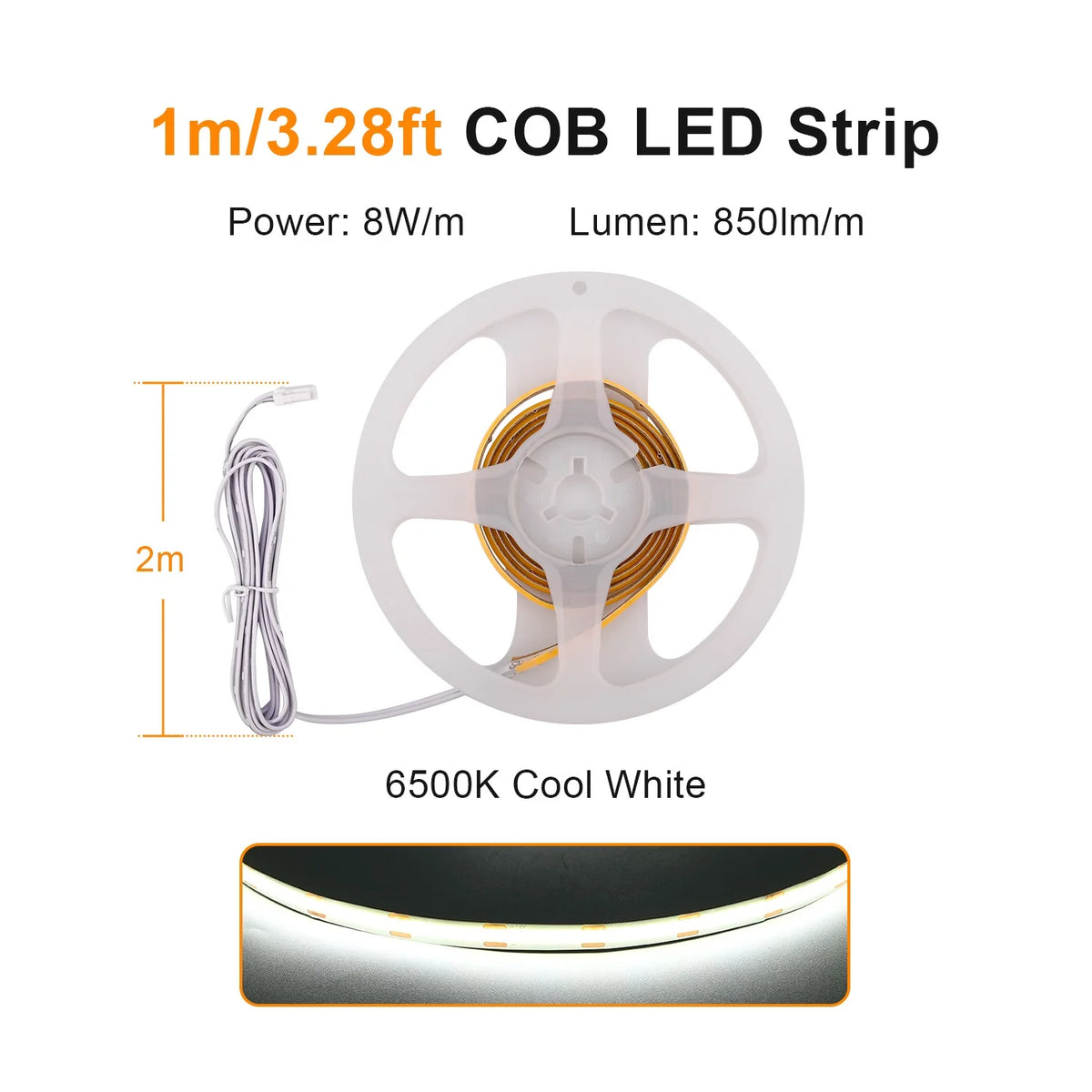 Mətbəx Dolabı Altı COB LED Lent İşıq – Vitrin, Şkaf, Kitab Rəfi və Qarderob üçün Lampa, Taxtadan Keçən İşıq, İşıqlığı Tənzimlənən, Toxunma Sensorlu LED Lent.