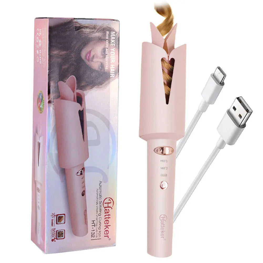 Hatteker Avtomatik Buruq Saç Maşası – Simsiz, 25 mm, Mənfi İon Texnologiyalı Saç Formalaşdırıcı Cihaz, Salon və Peşəkar İstifadə üçün, USB ilə Doldurulan.