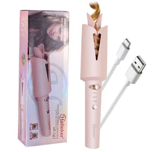 Hatteker Avtomatik Buruq Saç Maşası – Simsiz, 25 mm, Mənfi İon Texnologiyalı Saç Formalaşdırıcı Cihaz, Salon və Peşəkar İstifadə üçün, USB ilə Doldurulan.