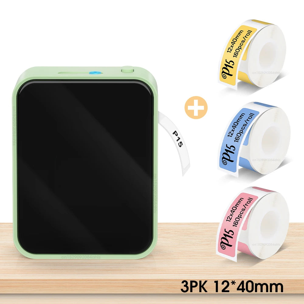 Simsiz Bluetooth Etiket Printeri – Portativ Termal Printer, Marklife P15 Mürəkkəbsiz Etiketləmə Cihazı, Mini Etiket Hazırlayan Printer, P15 Stiker Printeri.