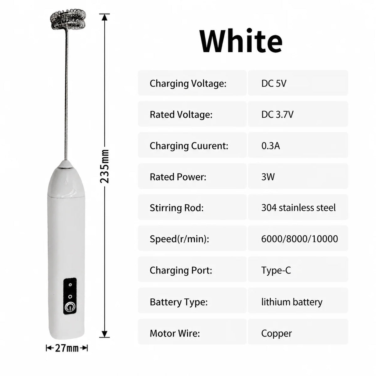MİNİ Süd Köpürdücü – USB ilə Doldurulan, 3 Sürətli Elektrikli Köpük Hazırlayan Cihaz, Qəhvə Çırpıcısı, Mikser, Əl Tipli Blender və Yumurta Çırpıcısı, İsti Yemək Bişirmə üçün Mətbəx Aləti.