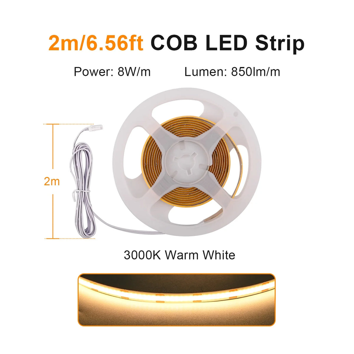 Mətbəx Dolabı Altı COB LED Lent İşıq – Vitrin, Şkaf, Kitab Rəfi və Qarderob üçün Lampa, Taxtadan Keçən İşıq, İşıqlığı Tənzimlənən, Toxunma Sensorlu LED Lent.
