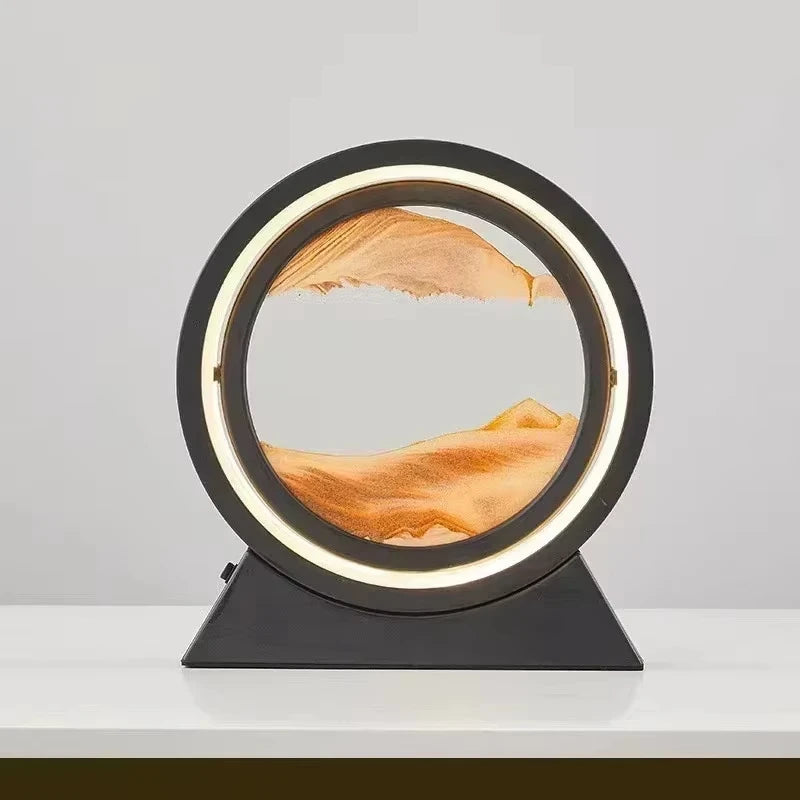 LED İşıqlı Kreativ Qum Lampası – Hərəkət edən Qum Sənəti, 3D Qum Saatı, Dərin Dəniz Qum Mənzərəsi, Yataq otağı üçün Dekorativ Lampa və Hədiyyə.