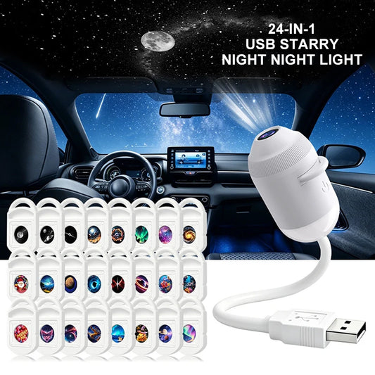 USB Ulduzlu Səma Proyektor Lampası – Aydın Görüntülü, İşıqlığı Tənzimlənən, Toxunma İdarəetməli, 2-si 1-də Gecə Lampası və Ulduz Proyektoru.