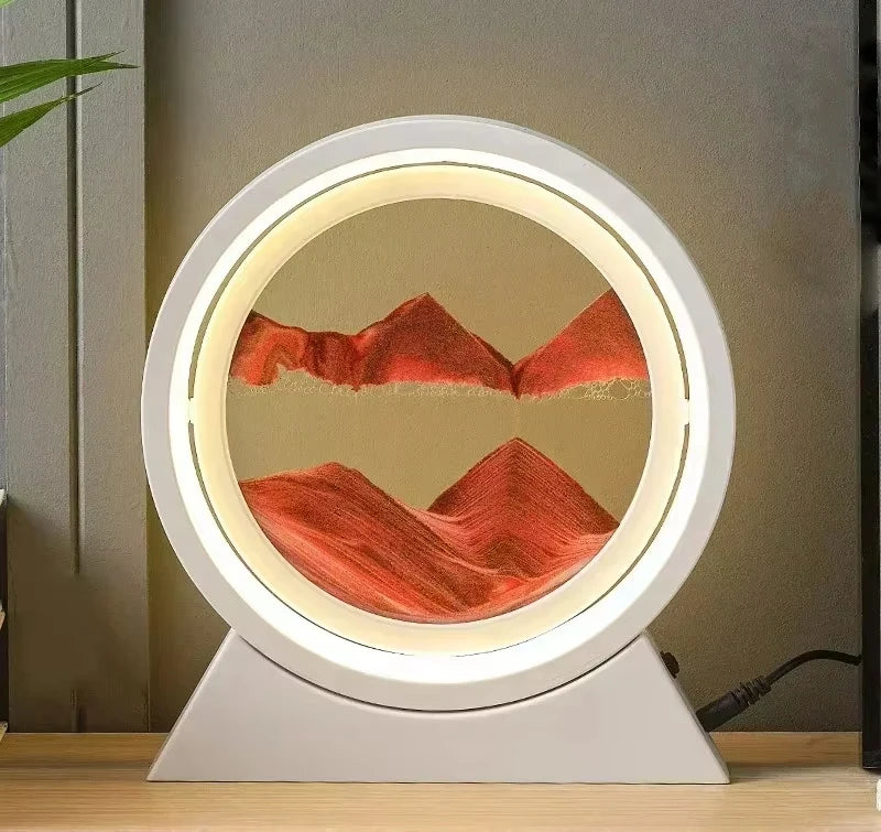 LED İşıqlı Kreativ Qum Lampası – Hərəkət edən Qum Sənəti, 3D Qum Saatı, Dərin Dəniz Qum Mənzərəsi, Yataq otağı üçün Dekorativ Lampa və Hədiyyə.