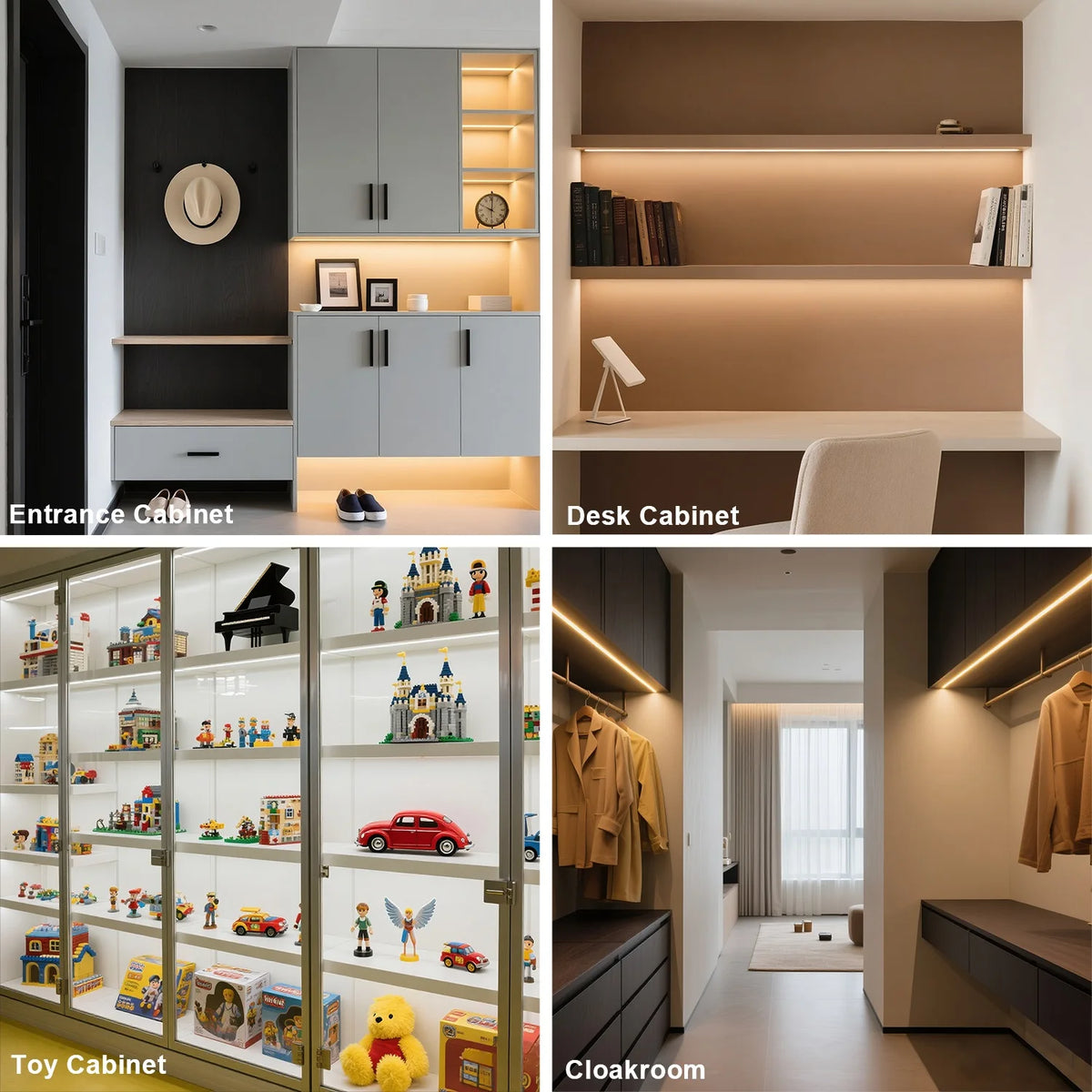 Mətbəx Dolabı Altı COB LED Lent İşıq – Vitrin, Şkaf, Kitab Rəfi və Qarderob üçün Lampa, Taxtadan Keçən İşıq, İşıqlığı Tənzimlənən, Toxunma Sensorlu LED Lent.