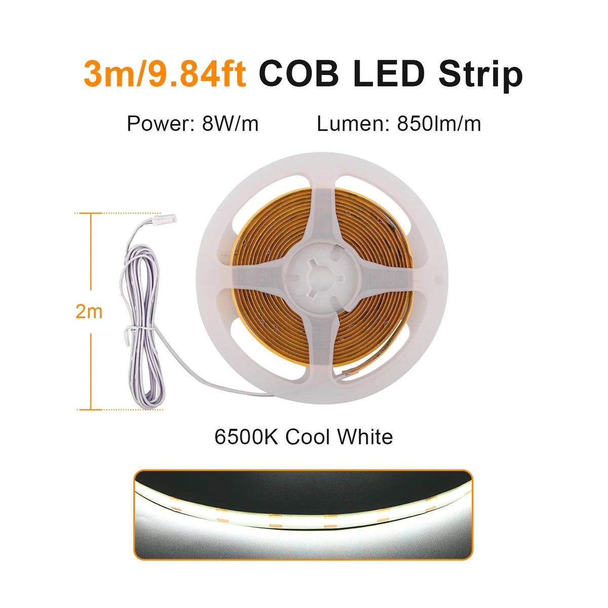 Mətbəx Dolabı Altı COB LED Lent İşıq – Vitrin, Şkaf, Kitab Rəfi və Qarderob üçün Lampa, Taxtadan Keçən İşıq, İşıqlığı Tənzimlənən, Toxunma Sensorlu LED Lent.