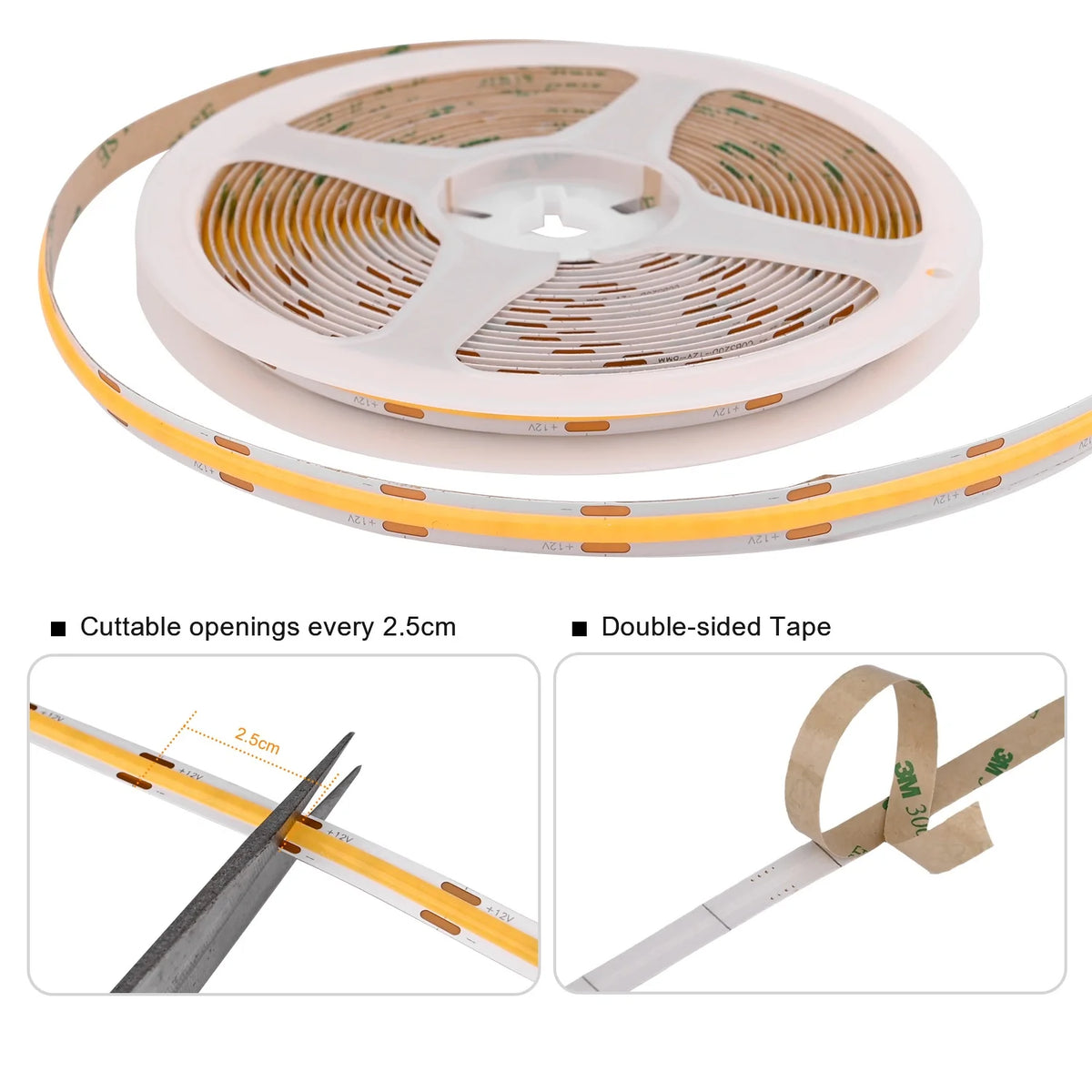 Mətbəx Dolabı Altı COB LED Lent İşıq – Vitrin, Şkaf, Kitab Rəfi və Qarderob üçün Lampa, Taxtadan Keçən İşıq, İşıqlığı Tənzimlənən, Toxunma Sensorlu LED Lent.