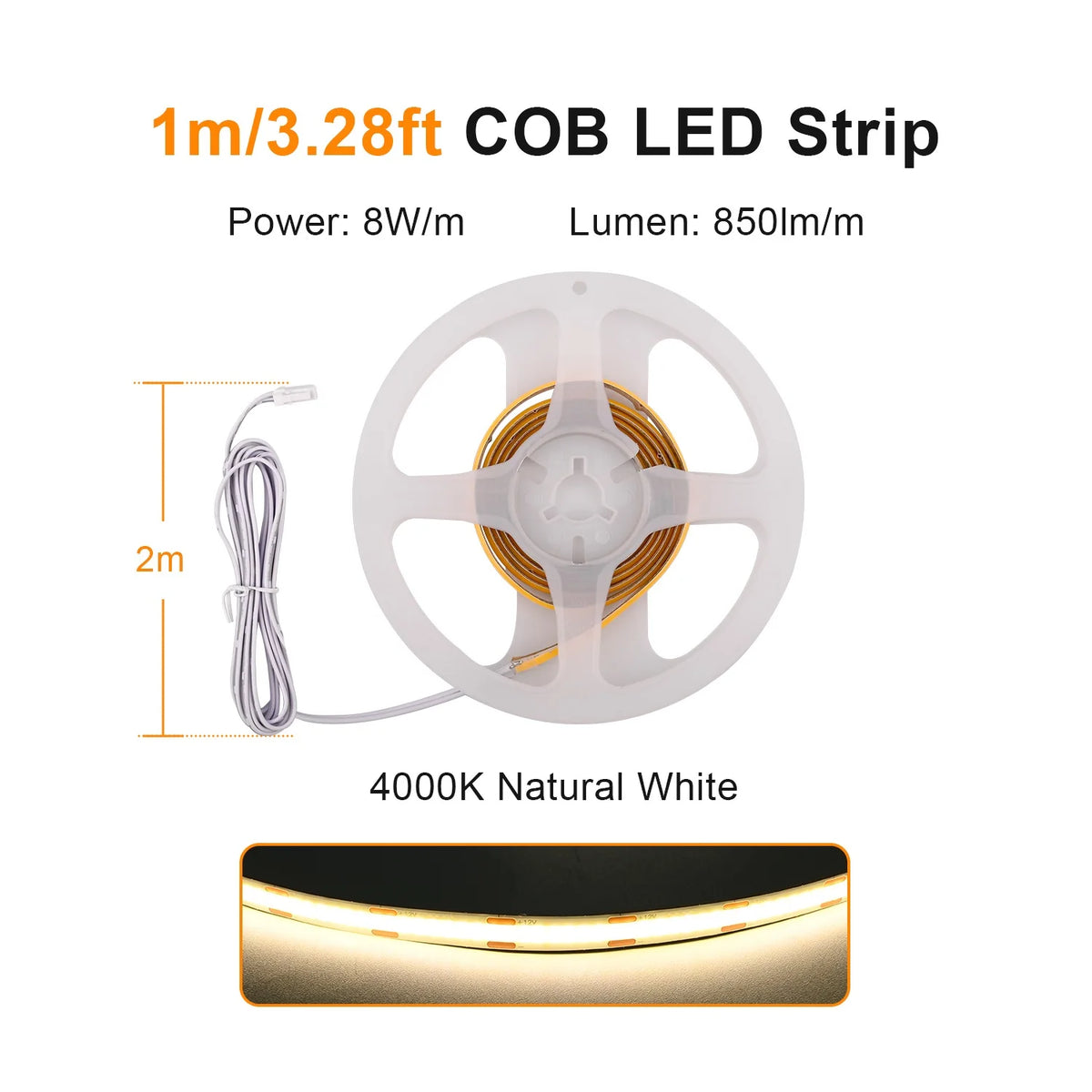 Mətbəx Dolabı Altı COB LED Lent İşıq – Vitrin, Şkaf, Kitab Rəfi və Qarderob üçün Lampa, Taxtadan Keçən İşıq, İşıqlığı Tənzimlənən, Toxunma Sensorlu LED Lent.