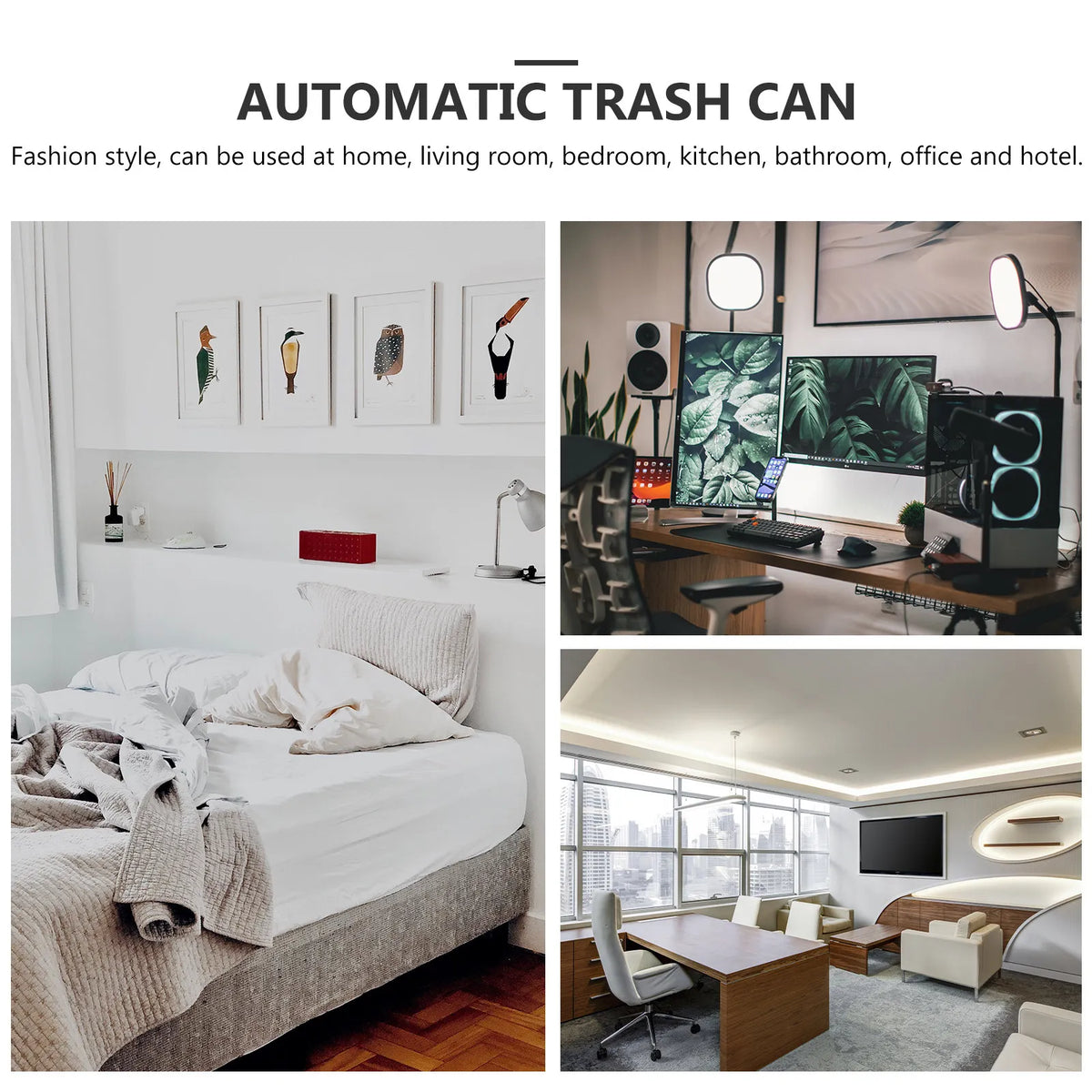 Smart Trash Can Automatic Motion Sensor Waste Bin Large Capacity Touchless Plastic Garbage Container for Living Room Study Hotel
