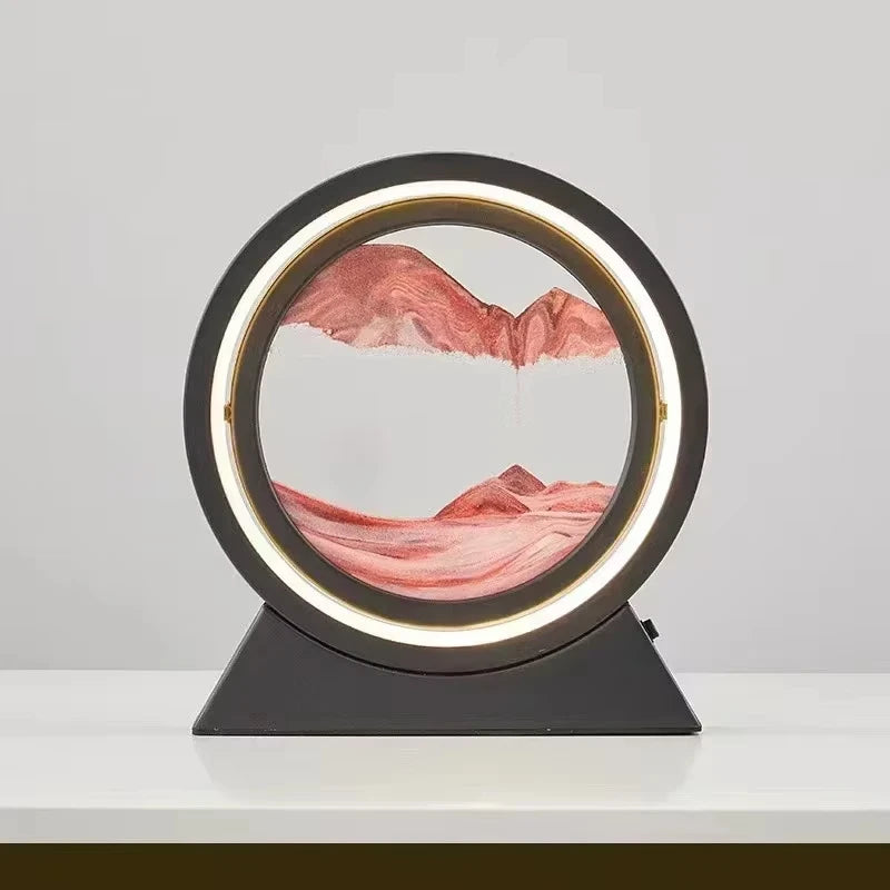 LED İşıqlı Kreativ Qum Lampası – Hərəkət edən Qum Sənəti, 3D Qum Saatı, Dərin Dəniz Qum Mənzərəsi, Yataq otağı üçün Dekorativ Lampa və Hədiyyə.