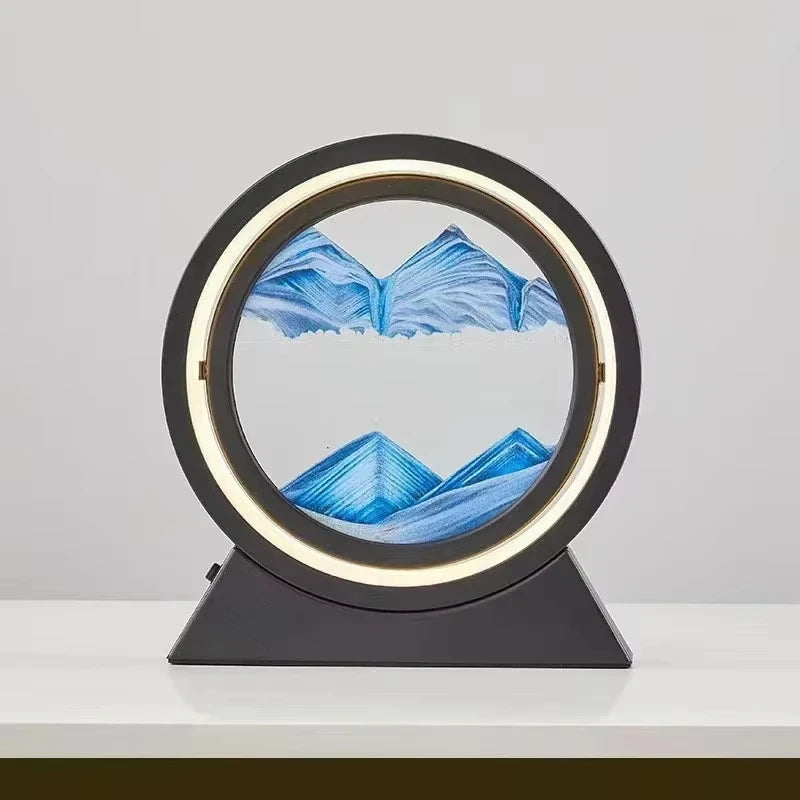 LED İşıqlı Kreativ Qum Lampası – Hərəkət edən Qum Sənəti, 3D Qum Saatı, Dərin Dəniz Qum Mənzərəsi, Yataq otağı üçün Dekorativ Lampa və Hədiyyə.