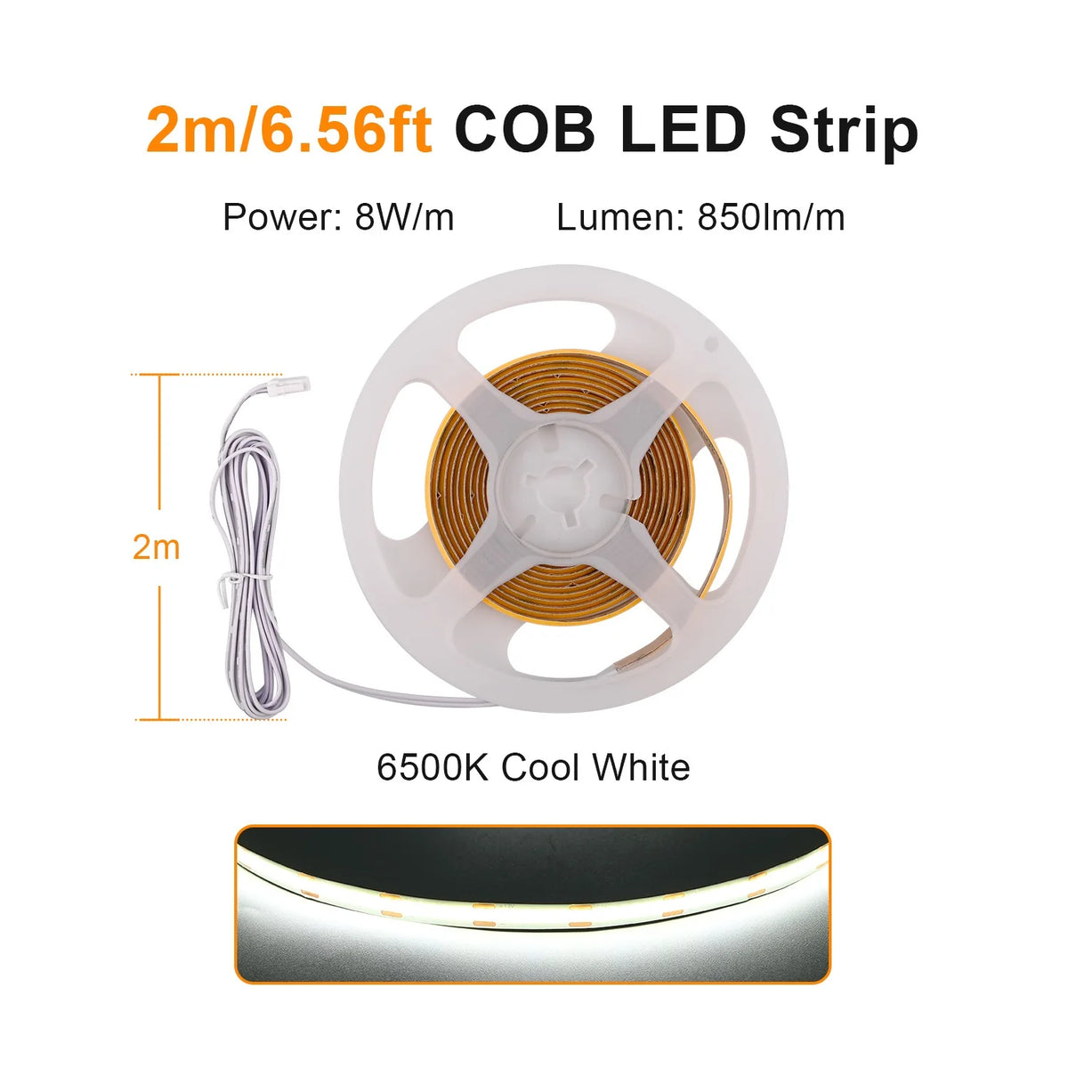 Mətbəx Dolabı Altı COB LED Lent İşıq – Vitrin, Şkaf, Kitab Rəfi və Qarderob üçün Lampa, Taxtadan Keçən İşıq, İşıqlığı Tənzimlənən, Toxunma Sensorlu LED Lent.