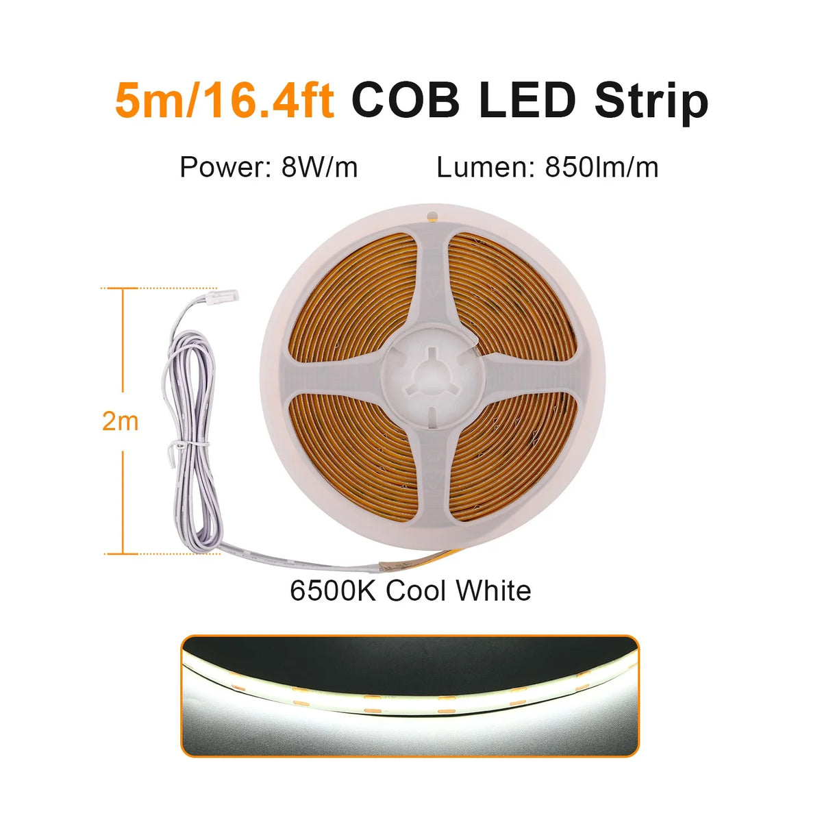 Mətbəx Dolabı Altı COB LED Lent İşıq – Vitrin, Şkaf, Kitab Rəfi və Qarderob üçün Lampa, Taxtadan Keçən İşıq, İşıqlığı Tənzimlənən, Toxunma Sensorlu LED Lent.