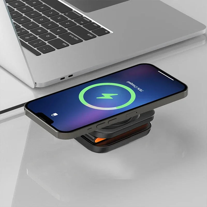 3-ü 1-də Qatlana Bilən Şarj Stansiyası – Sürətli Maqnitli Simsiz Şarj Cihazı və Stend, iPhone 17/16/15/14/13/12, Apple Watch 8/7/6 və AirPods Pro üçün.