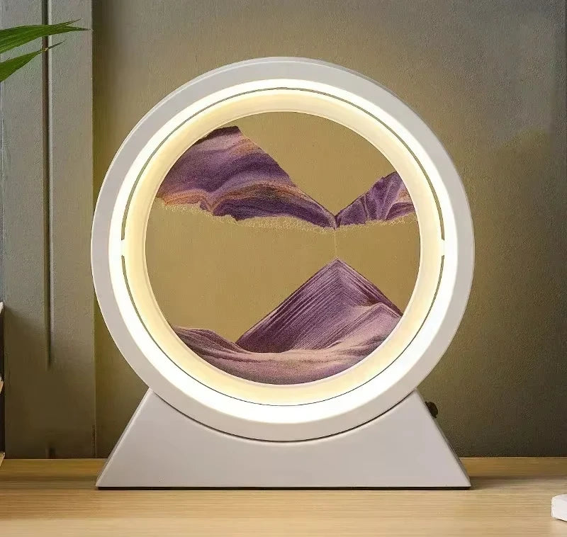 LED İşıqlı Kreativ Qum Lampası – Hərəkət edən Qum Sənəti, 3D Qum Saatı, Dərin Dəniz Qum Mənzərəsi, Yataq otağı üçün Dekorativ Lampa və Hədiyyə.