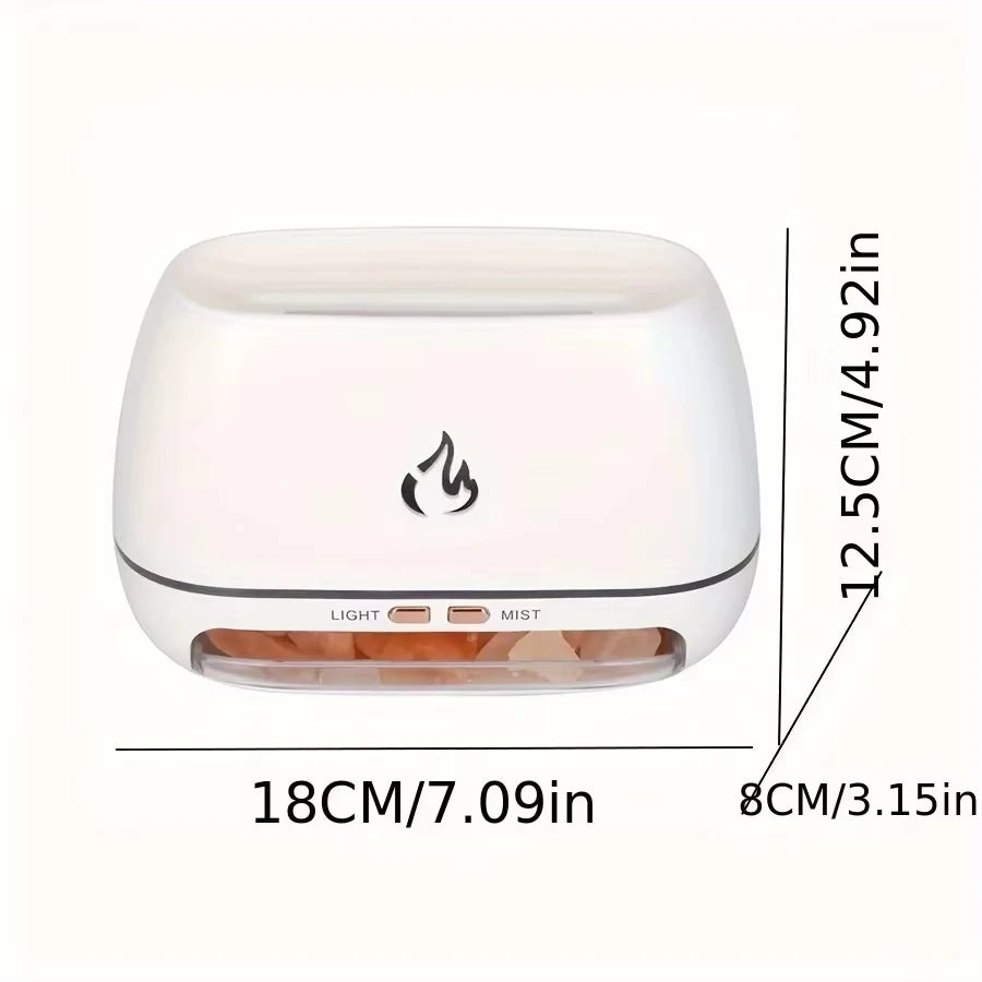 Yeni 3D Alov Effekti Verən Aroma Hava Nəmləndiricisi – Himalay Kristal Duz Daşı, Rəngli Gecə İşığı, Aroma və Efir Yağı Diffuzoru.