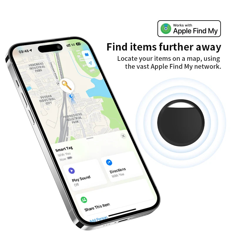 1/2/4 ədəd İtirməyə Qarşı İzləyici – Apple AirTag Alternativi, “Find My” vasitəsilə Bluetooth GPS İzləyicisi, Baqaj üçün, iOS MFi uyğun, Açar Tapıcı.