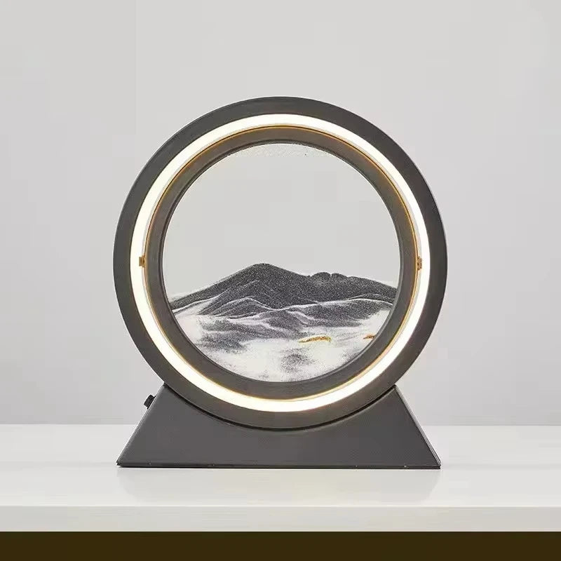 LED İşıqlı Kreativ Qum Lampası – Hərəkət edən Qum Sənəti, 3D Qum Saatı, Dərin Dəniz Qum Mənzərəsi, Yataq otağı üçün Dekorativ Lampa və Hədiyyə.