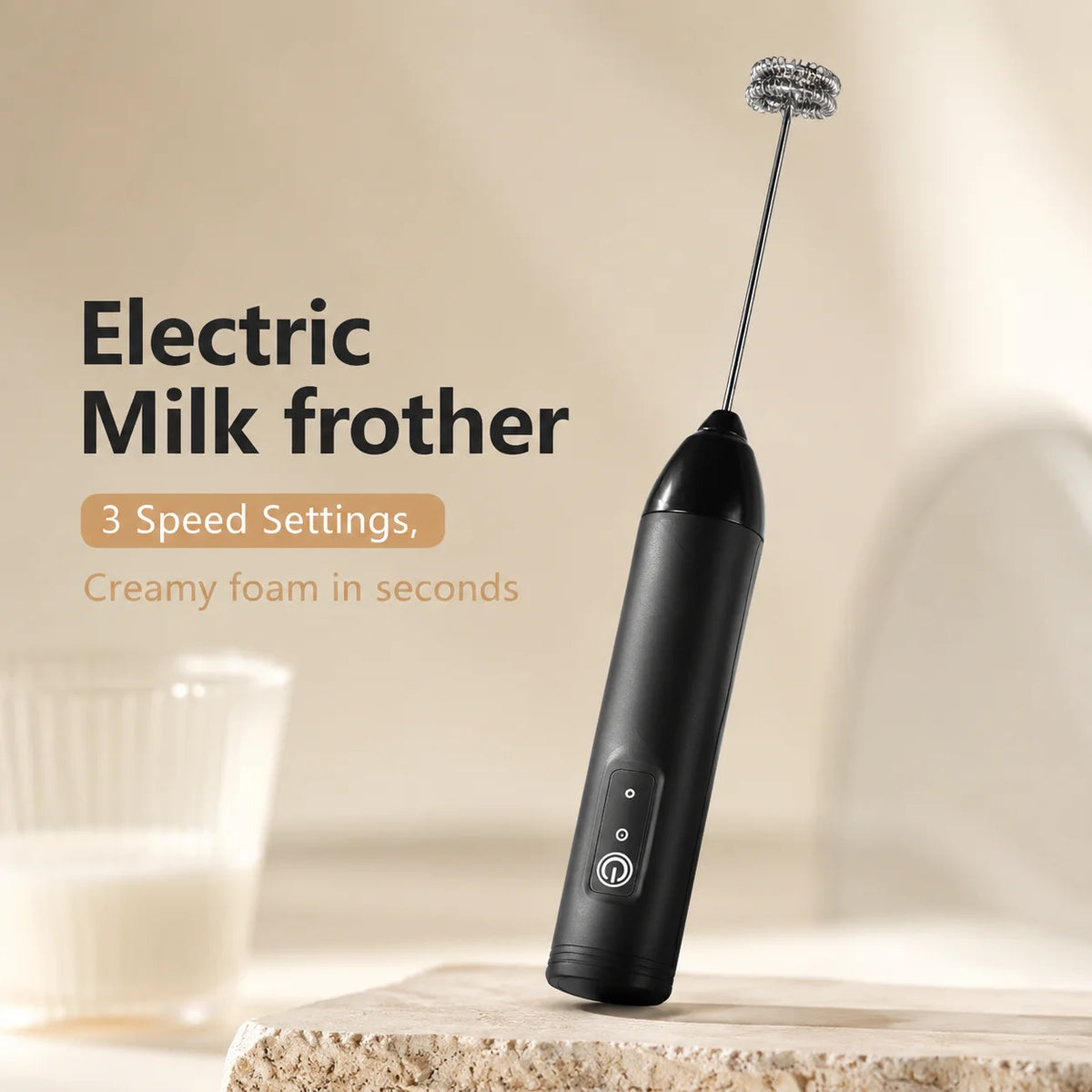 MİNİ Süd Köpürdücü – USB ilə Doldurulan, 3 Sürətli Elektrikli Köpük Hazırlayan Cihaz, Qəhvə Çırpıcısı, Mikser, Əl Tipli Blender və Yumurta Çırpıcısı, İsti Yemək Bişirmə üçün Mətbəx Aləti.