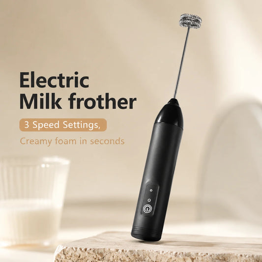 MİNİ Süd Köpürdücü – USB ilə Doldurulan, 3 Sürətli Elektrikli Köpük Hazırlayan Cihaz, Qəhvə Çırpıcısı, Mikser, Əl Tipli Blender və Yumurta Çırpıcısı, İsti Yemək Bişirmə üçün Mətbəx Aləti.