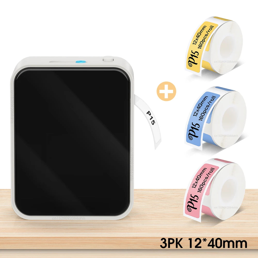 Simsiz Bluetooth Etiket Printeri – Portativ Termal Printer, Marklife P15 Mürəkkəbsiz Etiketləmə Cihazı, Mini Etiket Hazırlayan Printer, P15 Stiker Printeri.