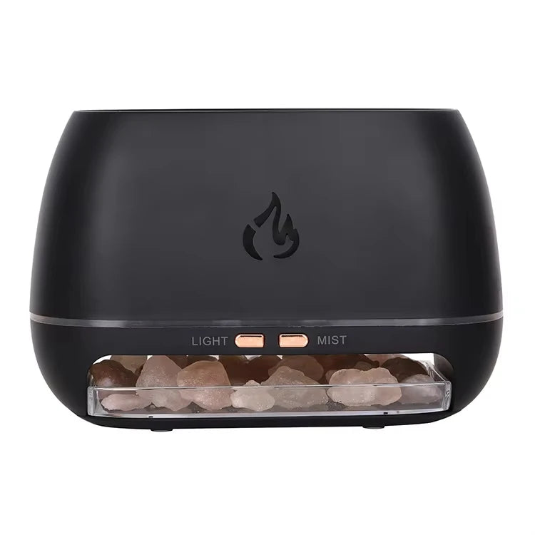 Yeni 3D Alov Effekti Verən Aroma Hava Nəmləndiricisi – Himalay Kristal Duz Daşı, Rəngli Gecə İşığı, Aroma və Efir Yağı Diffuzoru.