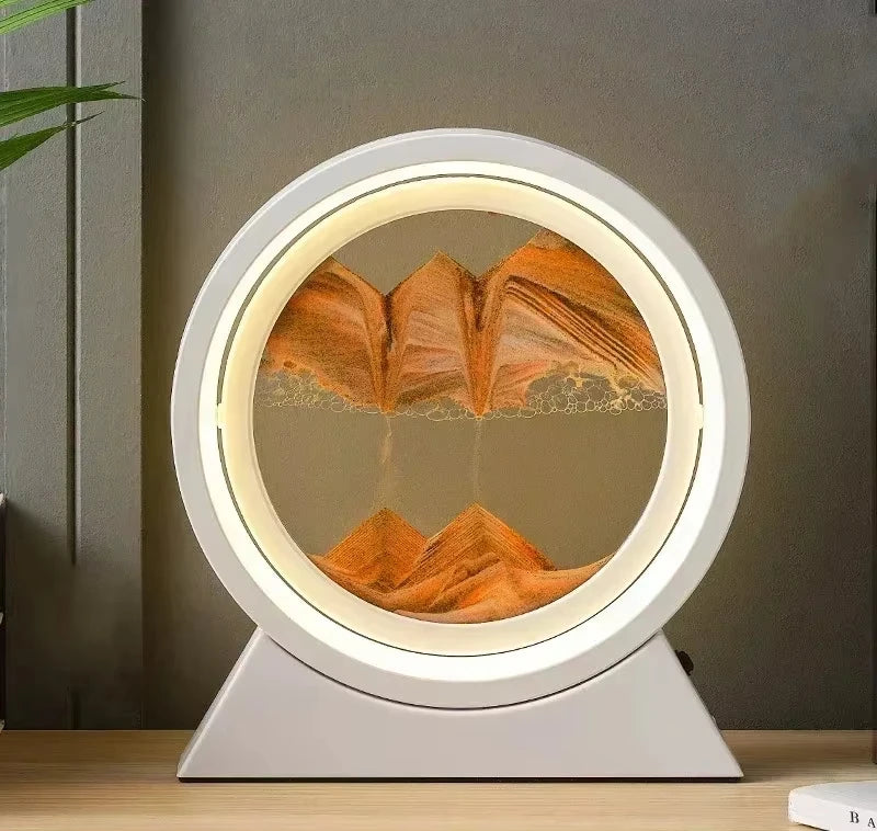 LED İşıqlı Kreativ Qum Lampası – Hərəkət edən Qum Sənəti, 3D Qum Saatı, Dərin Dəniz Qum Mənzərəsi, Yataq otağı üçün Dekorativ Lampa və Hədiyyə.