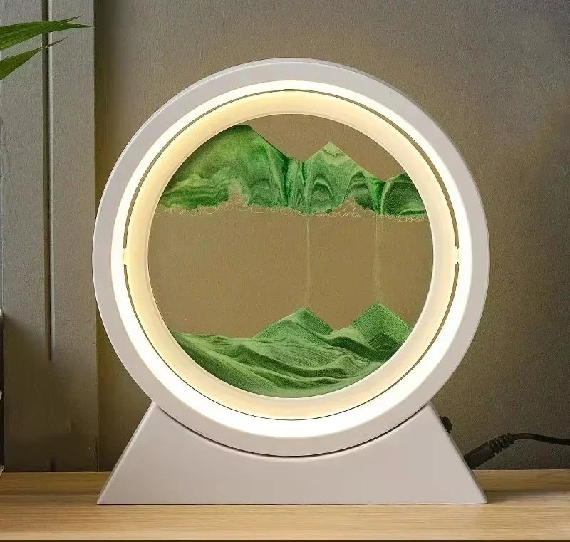 LED İşıqlı Kreativ Qum Lampası – Hərəkət edən Qum Sənəti, 3D Qum Saatı, Dərin Dəniz Qum Mənzərəsi, Yataq otağı üçün Dekorativ Lampa və Hədiyyə.