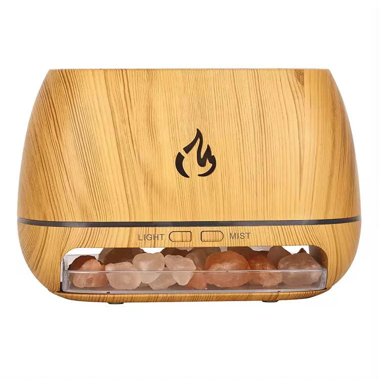Yeni 3D Alov Effekti Verən Aroma Hava Nəmləndiricisi – Himalay Kristal Duz Daşı, Rəngli Gecə İşığı, Aroma və Efir Yağı Diffuzoru.