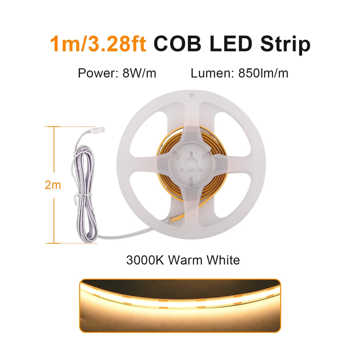 Mətbəx Dolabı Altı COB LED Lent İşıq – Vitrin, Şkaf, Kitab Rəfi və Qarderob üçün Lampa, Taxtadan Keçən İşıq, İşıqlığı Tənzimlənən, Toxunma Sensorlu LED Lent.