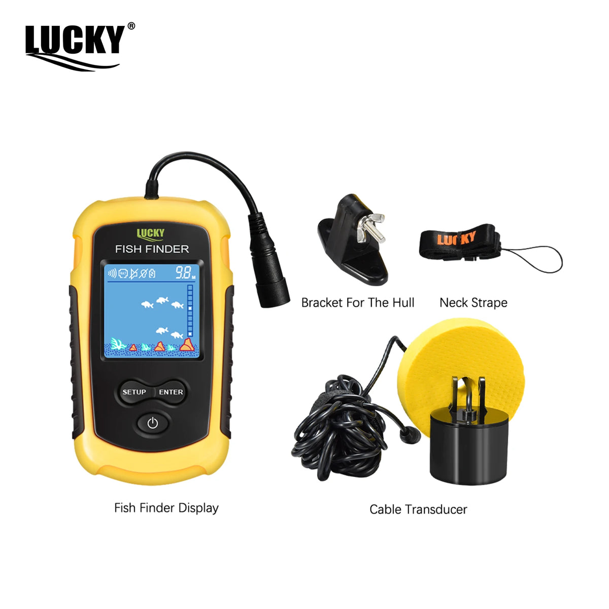 FFC1108-1 Alarm 100 m Portativ Sonar Balıq Tapıcı – 45° Sonar Əhatə Dairəsi, Eko Səsölçən, Siqnallı Transduser, Göl və Dənizdə Balıqçılıq üçün.