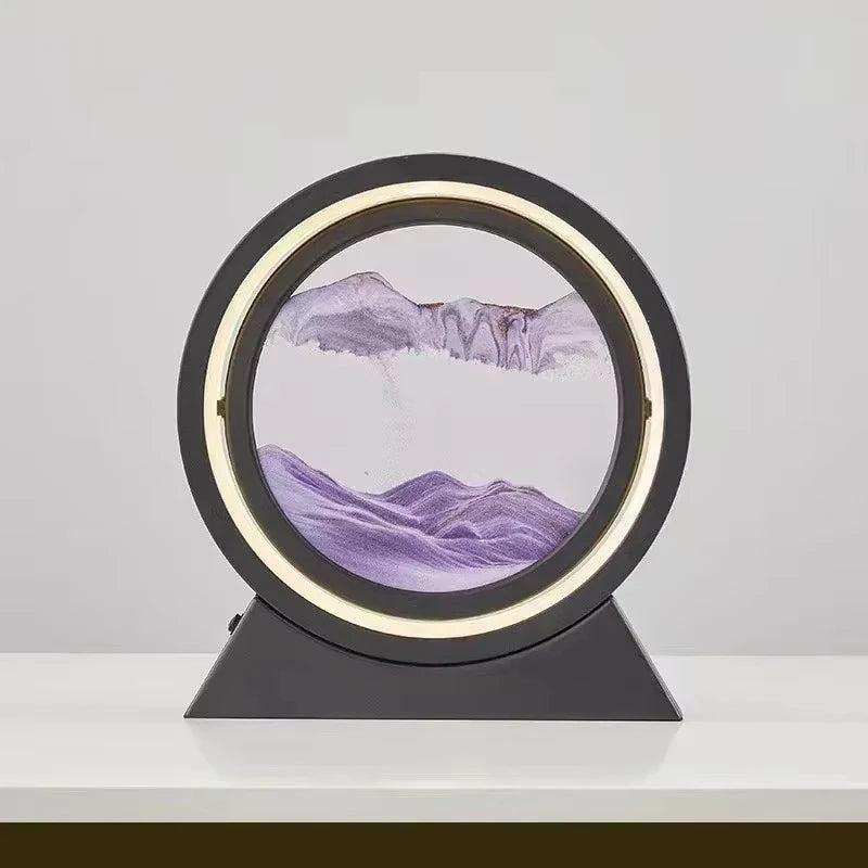 LED İşıqlı Kreativ Qum Lampası – Hərəkət edən Qum Sənəti, 3D Qum Saatı, Dərin Dəniz Qum Mənzərəsi, Yataq otağı üçün Dekorativ Lampa və Hədiyyə.