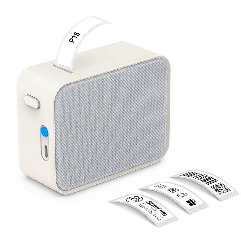 Simsiz Bluetooth Etiket Printeri – Portativ Termal Printer, Marklife P15 Mürəkkəbsiz Etiketləmə Cihazı, Mini Etiket Hazırlayan Printer, P15 Stiker Printeri.