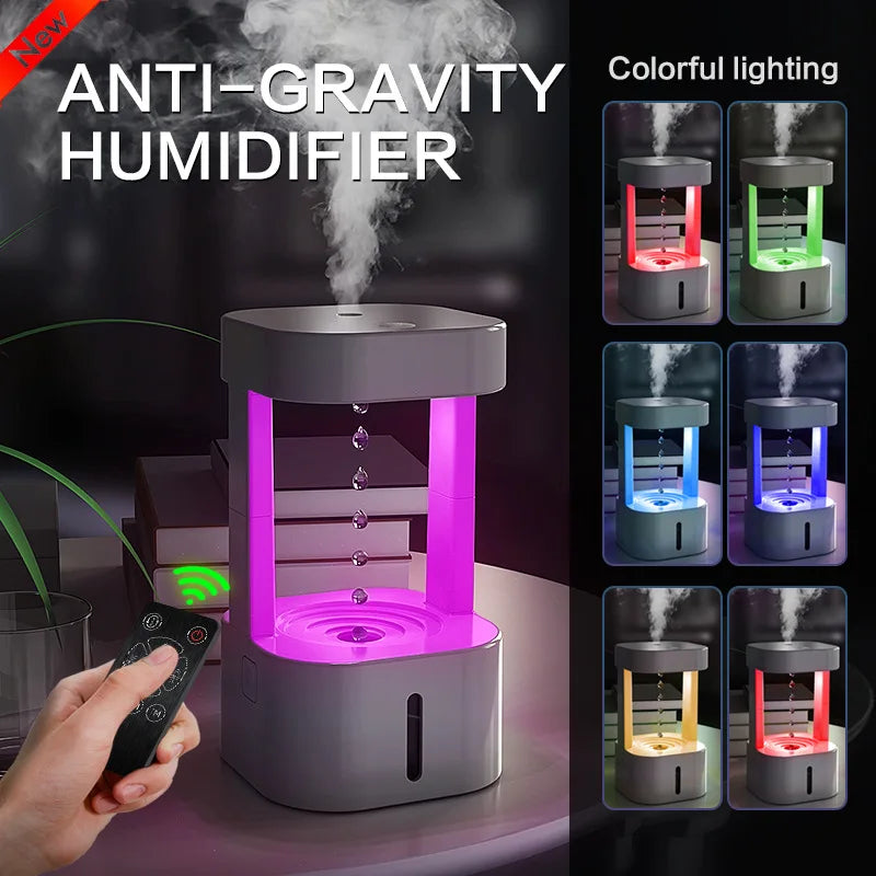 580 ml Anti-Qravitasiya Su Damcısı Nəmləndirici – 3 Rejim, Havada Asılı Qalan Su Damcıları Effekti, Ultrasəsli Sərin Duman Yaradıcı, LED Gecə İşıqlı.