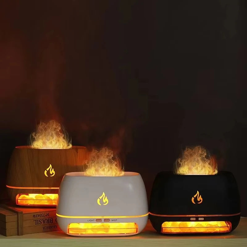 Yeni 3D Alov Effekti Verən Aroma Hava Nəmləndiricisi – Himalay Kristal Duz Daşı, Rəngli Gecə İşığı, Aroma və Efir Yağı Diffuzoru.