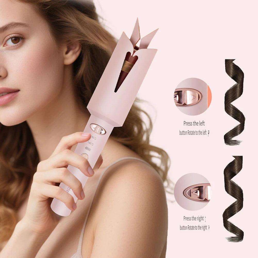 Hatteker Avtomatik Buruq Saç Maşası – Simsiz, 25 mm, Mənfi İon Texnologiyalı Saç Formalaşdırıcı Cihaz, Salon və Peşəkar İstifadə üçün, USB ilə Doldurulan.
