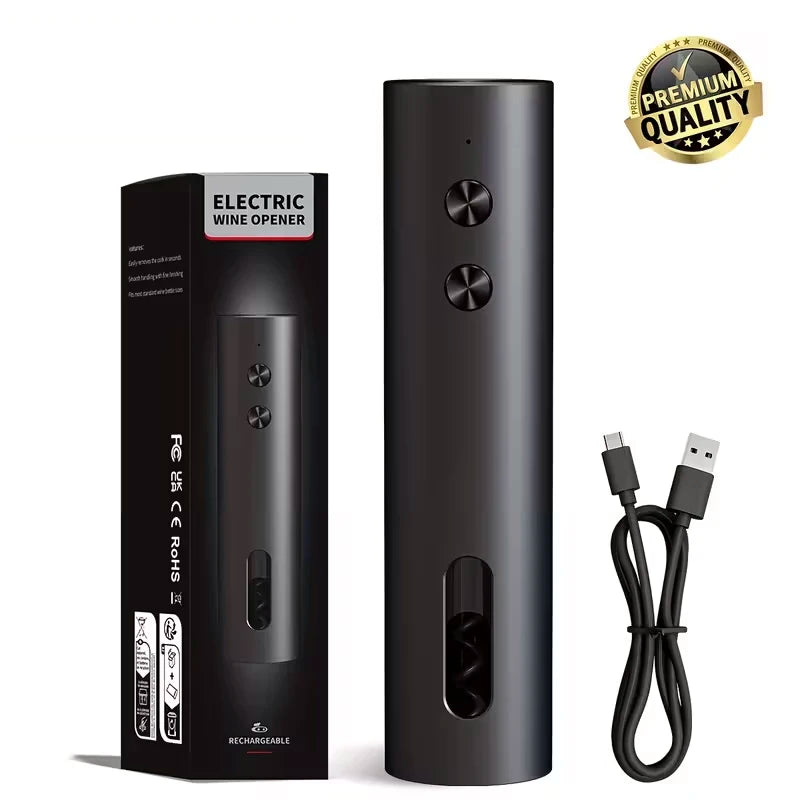 Doldurulan Elektrikli Şərab Açacağı – Folqa Kəsici, Şərab Süzücü və Vakuum Qapaqlı, USB-C ilə Doldurulan, Kompakt Dizayn, Ev və Mətbəx üçün.
