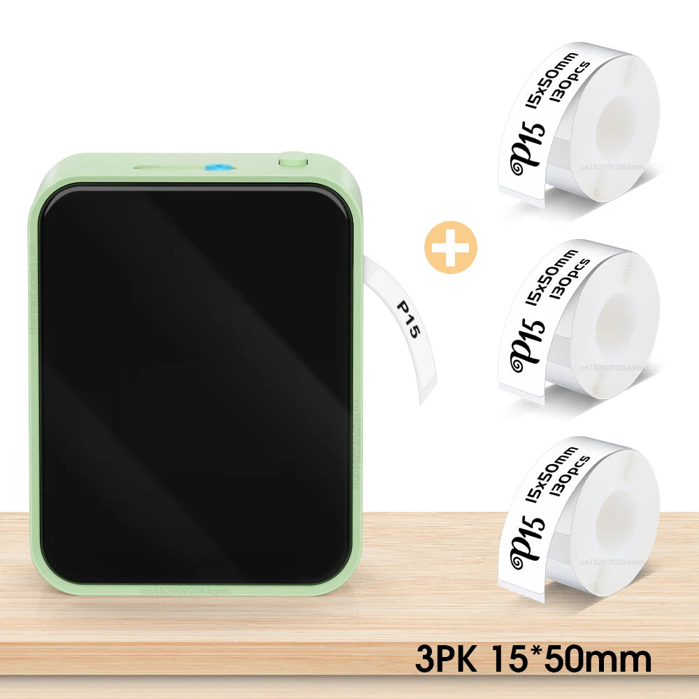 Simsiz Bluetooth Etiket Printeri – Portativ Termal Printer, Marklife P15 Mürəkkəbsiz Etiketləmə Cihazı, Mini Etiket Hazırlayan Printer, P15 Stiker Printeri.