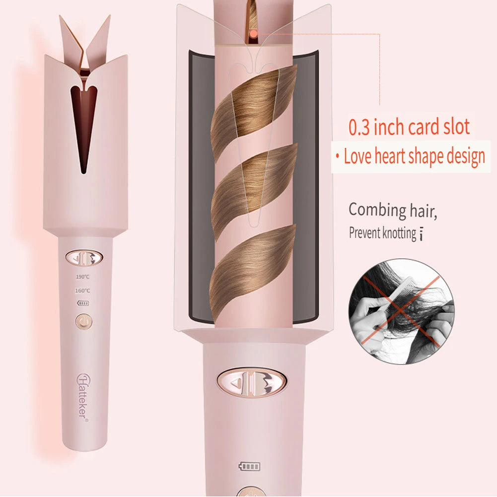 Hatteker Avtomatik Buruq Saç Maşası – Simsiz, 25 mm, Mənfi İon Texnologiyalı Saç Formalaşdırıcı Cihaz, Salon və Peşəkar İstifadə üçün, USB ilə Doldurulan.