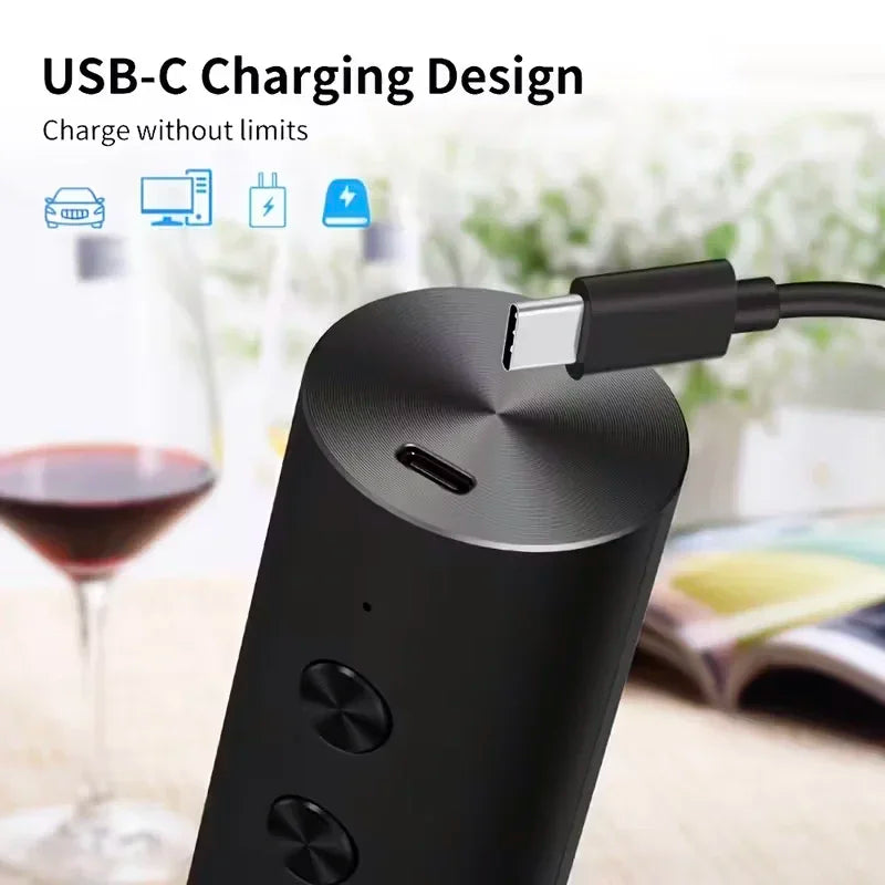 Doldurulan Elektrikli Şərab Açacağı – Folqa Kəsici, Şərab Süzücü və Vakuum Qapaqlı, USB-C ilə Doldurulan, Kompakt Dizayn, Ev və Mətbəx üçün.