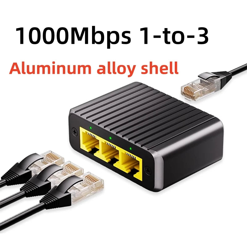 1000 Mbps İnternet Şəbəkə Bölücüsü – RJ45 LAN Hub/Switch, Stabil Ethernet Adapteri, Router, Kompüter və TV-ni Eyni Zamanda Şəbəkəyə Qoşmaq üçün.