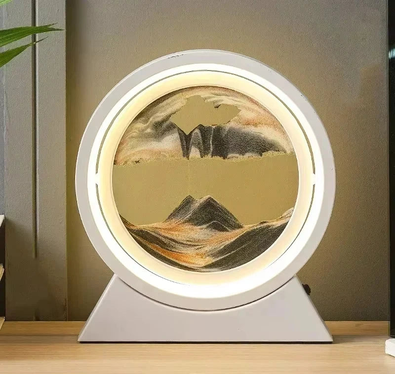 LED İşıqlı Kreativ Qum Lampası – Hərəkət edən Qum Sənəti, 3D Qum Saatı, Dərin Dəniz Qum Mənzərəsi, Yataq otağı üçün Dekorativ Lampa və Hədiyyə.