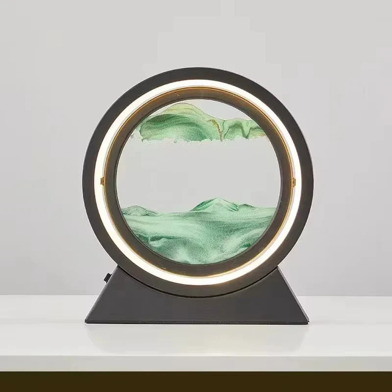 LED İşıqlı Kreativ Qum Lampası – Hərəkət edən Qum Sənəti, 3D Qum Saatı, Dərin Dəniz Qum Mənzərəsi, Yataq otağı üçün Dekorativ Lampa və Hədiyyə.