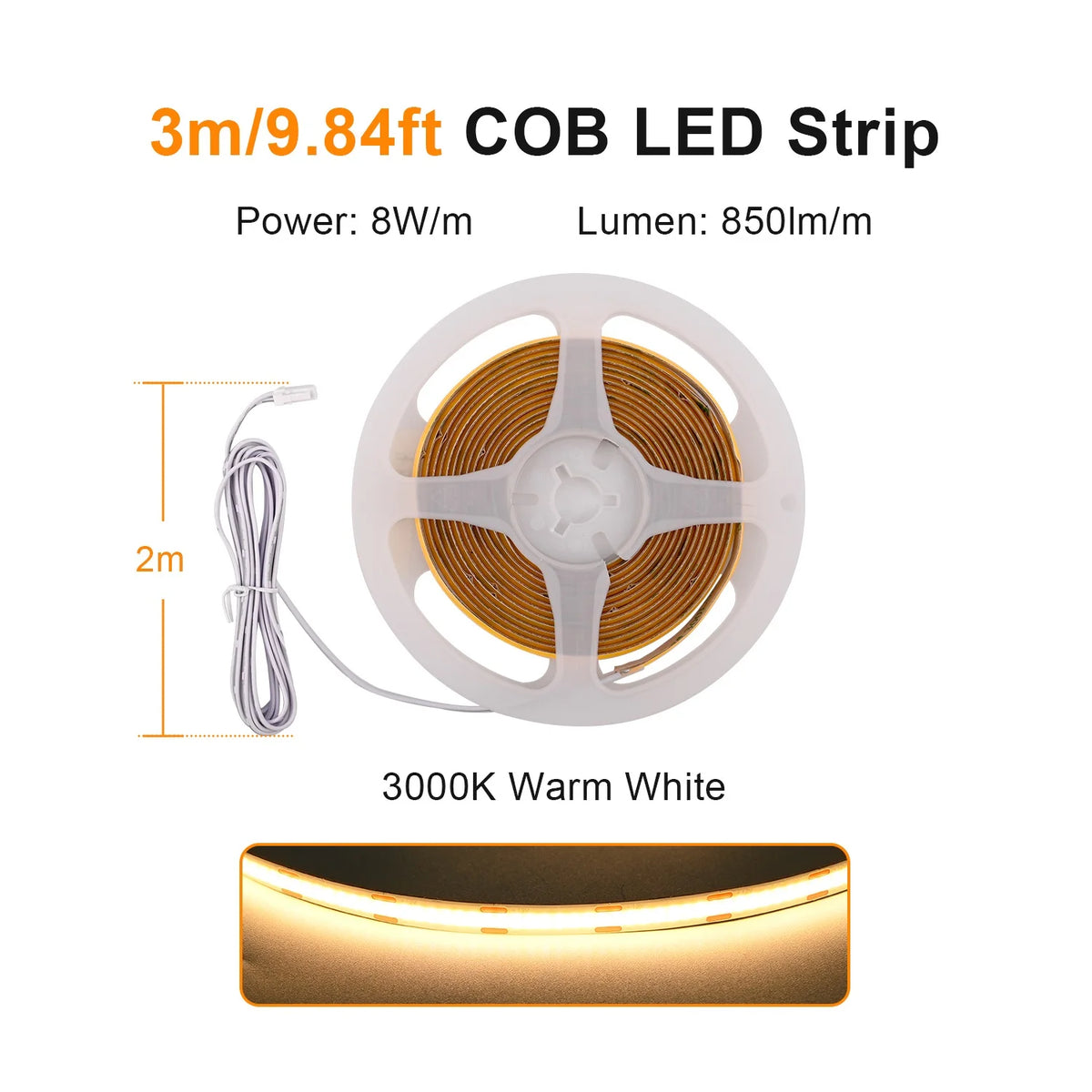 Mətbəx Dolabı Altı COB LED Lent İşıq – Vitrin, Şkaf, Kitab Rəfi və Qarderob üçün Lampa, Taxtadan Keçən İşıq, İşıqlığı Tənzimlənən, Toxunma Sensorlu LED Lent.