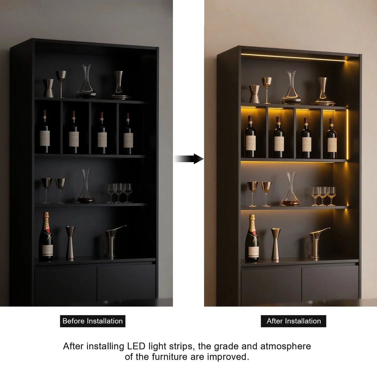 Mətbəx Dolabı Altı COB LED Lent İşıq – Vitrin, Şkaf, Kitab Rəfi və Qarderob üçün Lampa, Taxtadan Keçən İşıq, İşıqlığı Tənzimlənən, Toxunma Sensorlu LED Lent.